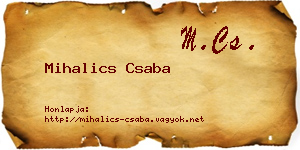 Mihalics Csaba névjegykártya