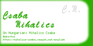 csaba mihalics business card